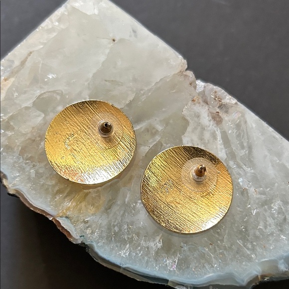 Chic Vintage Red and Gold Statement Button Earrings, For Pierces Ears - Picture 5 of 8